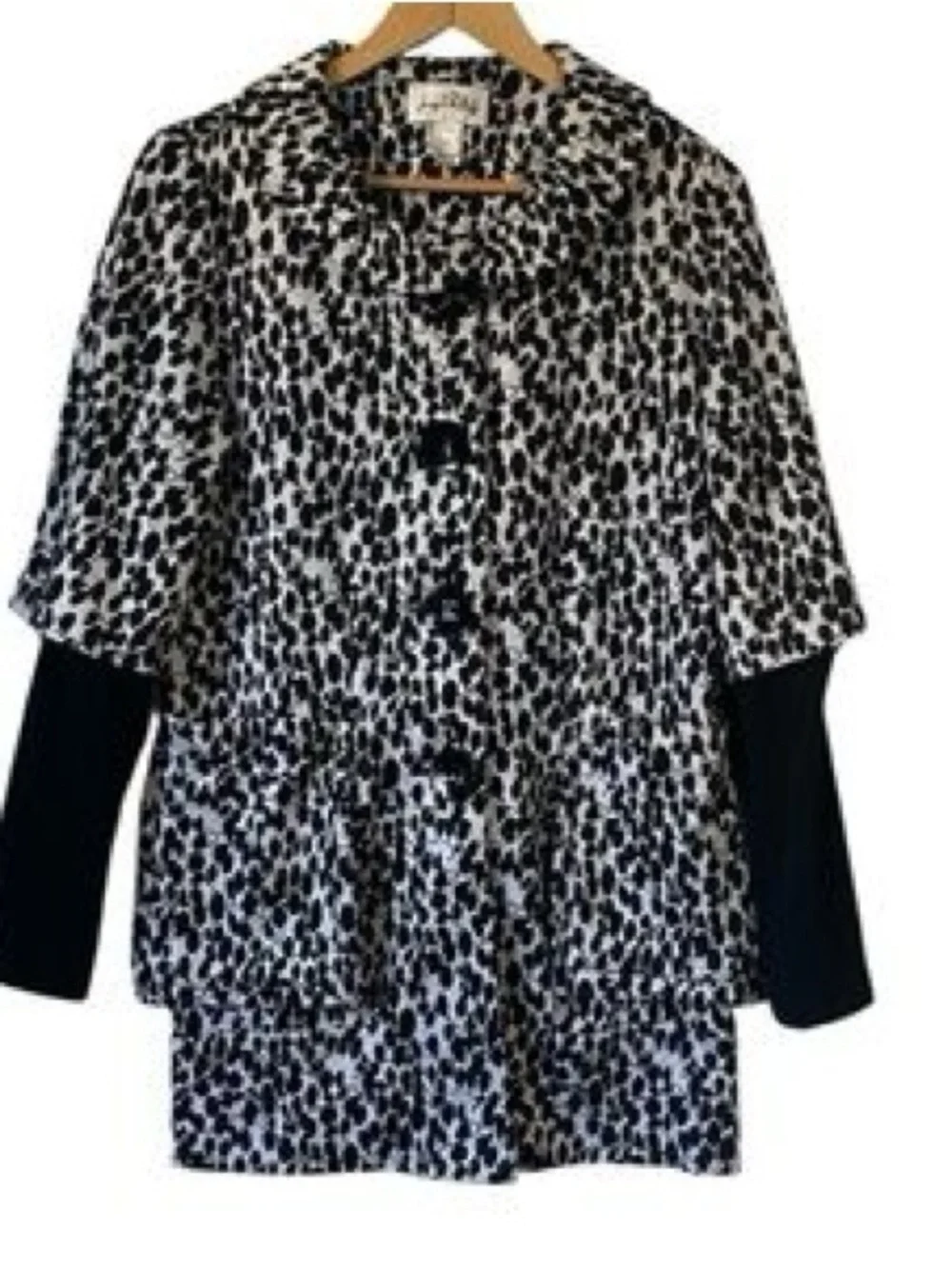 Joseph Ribkoff Artsy Abstract Leaf Swing Jacket Tiered Mixed Media Sleeve